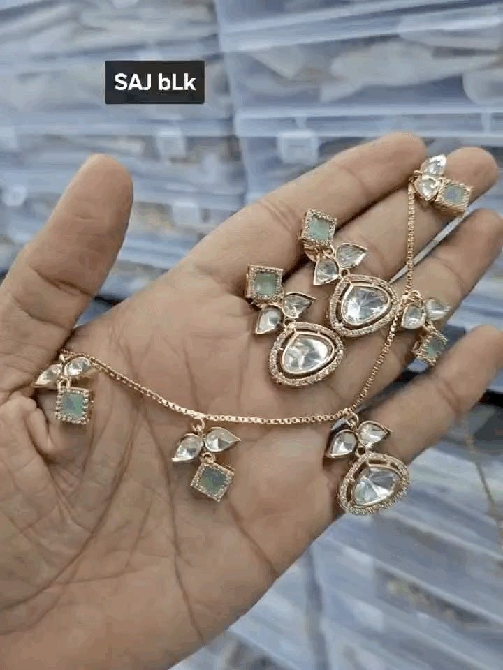 Saj Rose-Gold Polki Set