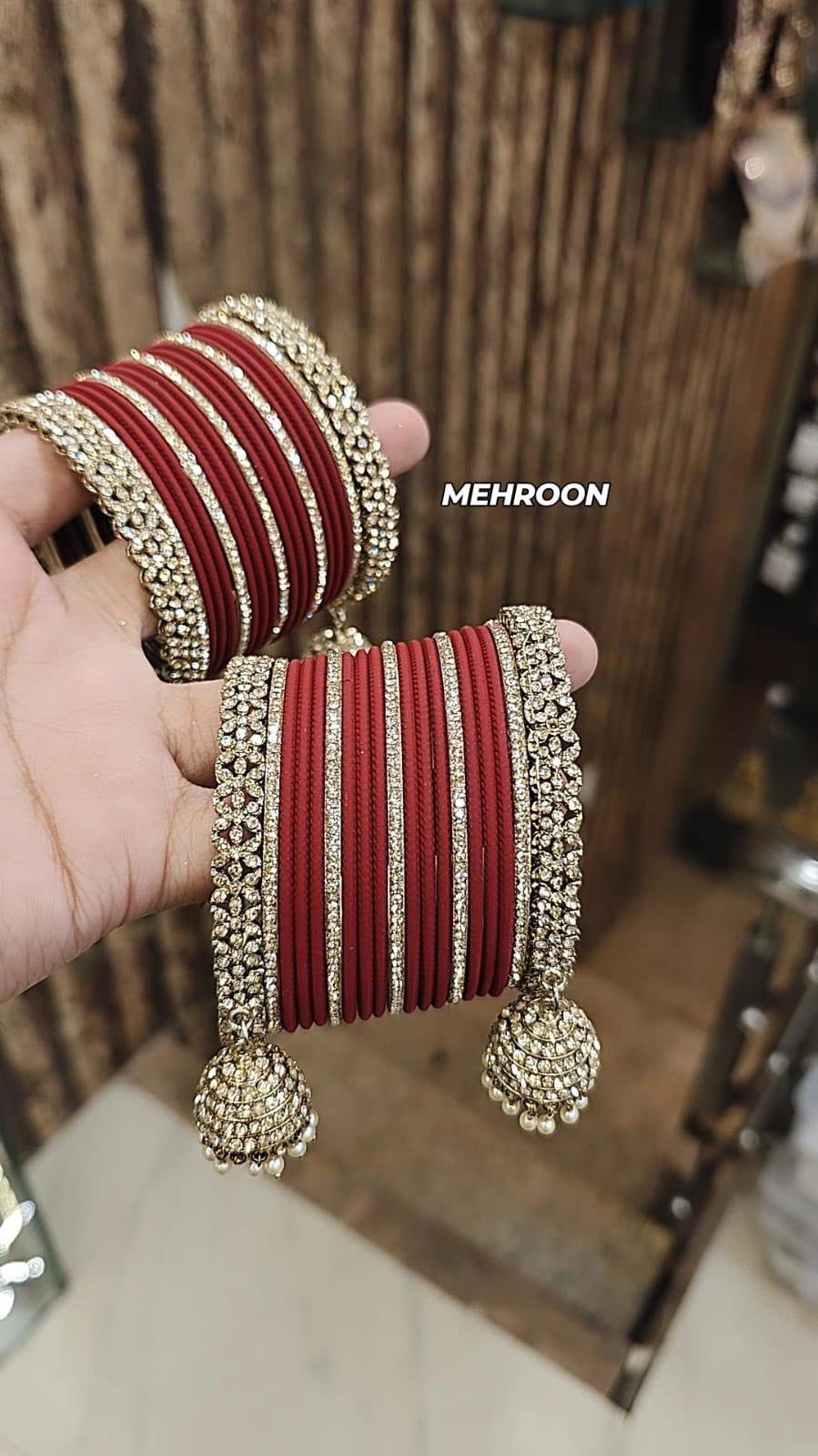 Mehroon chooda bangle stack