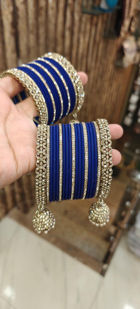 Royal Blue chooda bangle stack