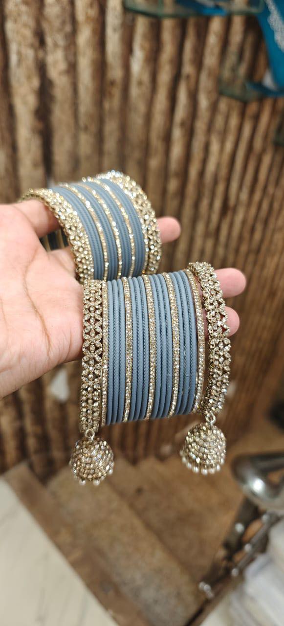 Silver chooda bangle stack
