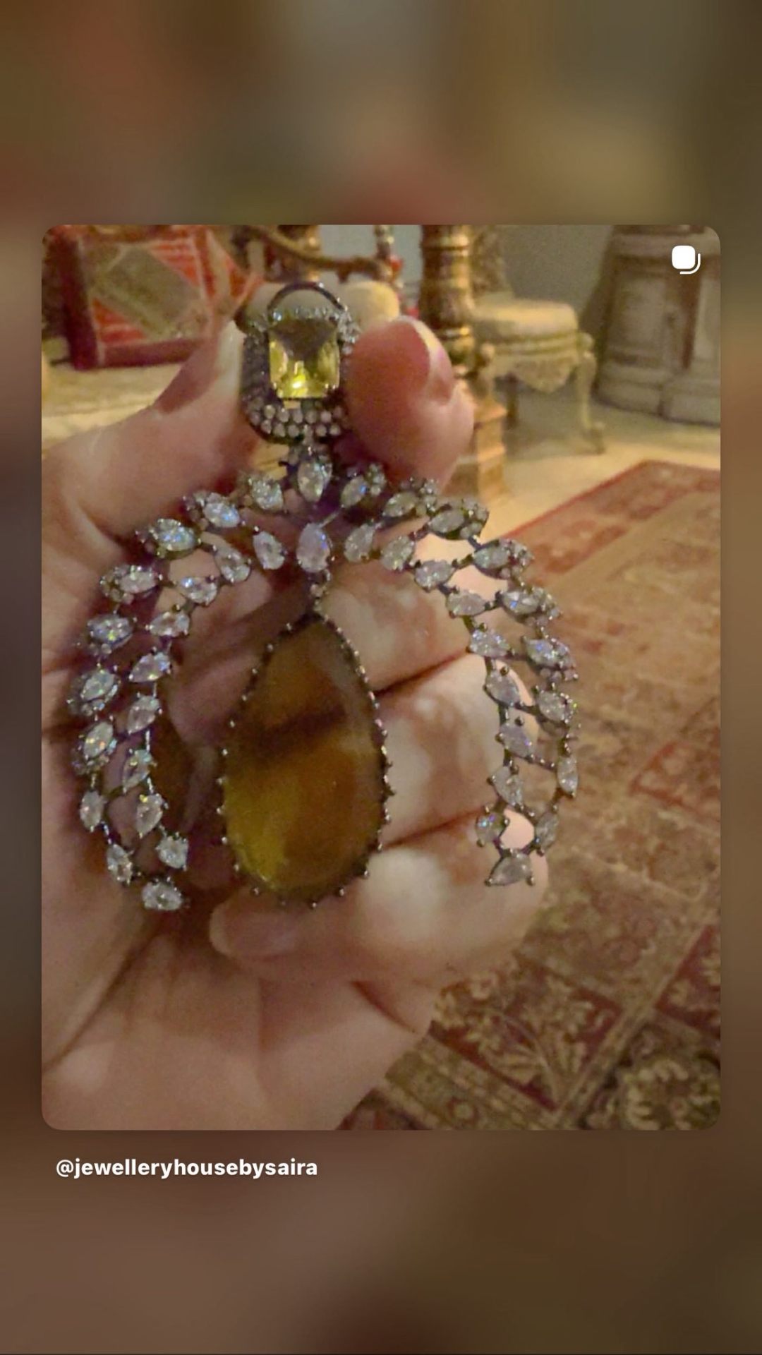 Citrine chandelier close-up