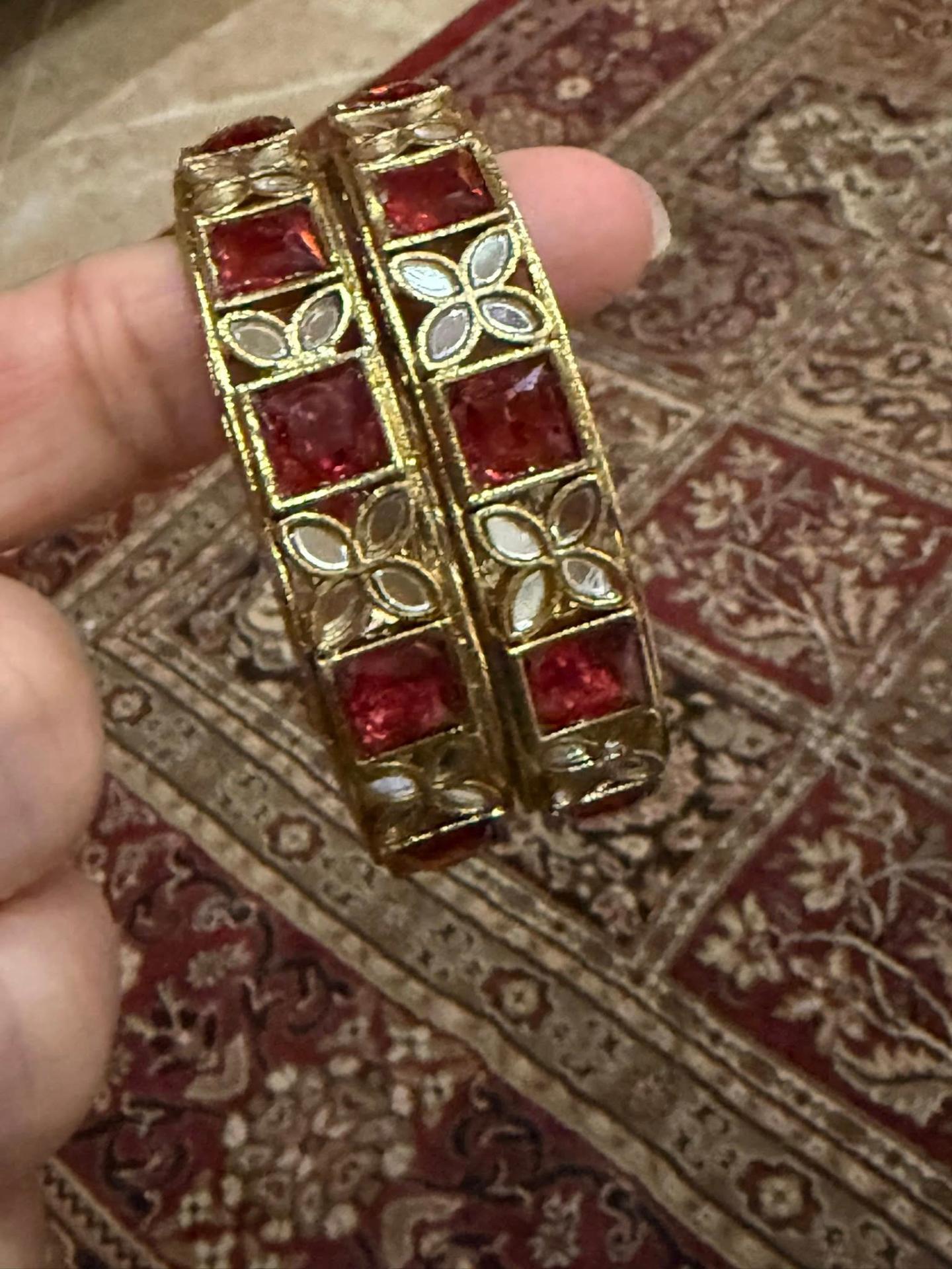 Lal Kundan Bangle Pair